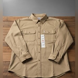 Carhartt Khaki Work Shirt, Size XL (16/18) Regular only